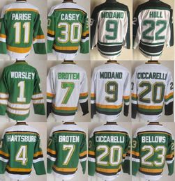 Hombre Vintage Hockey 4 Craig Hartsburg Jersey Retro 20 Dino Ciccarelli 1 Gump Worsley 11 JP PARISE 30 Jon Casey 9 Mike Modano 7 Neal Broten 23 Brian Bellows Classic CCM