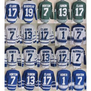 Man Vintage Hockey 7 Tim Horton Jerseys Retro Classic 7 Lanny McDonald 19 Bruce Boudreau 1 Johnny Bower 13 Mats Sundin Retire CCM 75e verjaardag Borduren Goed