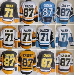 Heren Vintage Hockey 71 Evgeni Malkin Jersey Retro CCM 87 Sidney Crosby Klassiek Team Kleur Zwart Wit Blauw Geel Borduren en naaien Met pensioen Puur katoen Hoog