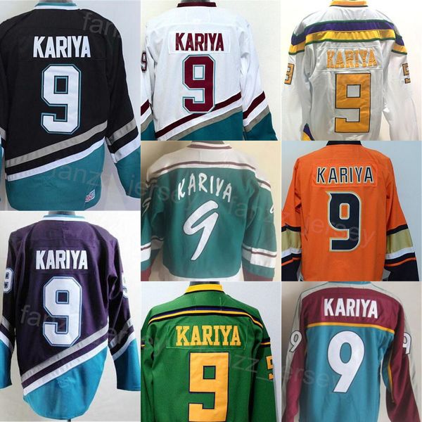 Homme Vintage Hockey 9 Paul Kariya Maillot Rétro Classique CCM Tout Cousu Retraite Pour Les Fans De Sport Couleur De L'équipe Mighty Violet Blanc Noir Bleu Rouge Vert Orange Respirant