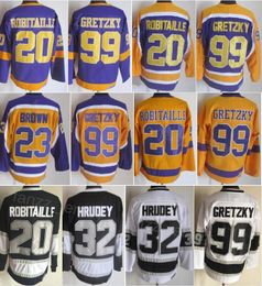 Man Vintage Hockey 99 Wayne Gretzky Jersey Retire 20 Luc Robitaille 32 Kelly Hrudey 23 Dustin Brown 19 Butch Goring Retro Klassiek CCM-borduurwerk voor sportfans Top