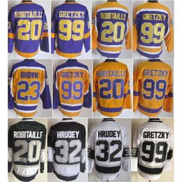 Homme Vintage Hockey 99 Wayne Gretzky Jerseys Retraite 20 Luc Robitaille 32 Kelly Hrudey 23 Dustin Brown 19 Butch Goring Rétro Classique CCM Broderie Pour Les Fans De Sport Haut