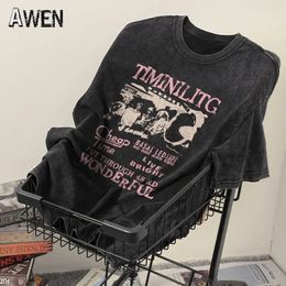 Man Vintage Oversized Oude Korte Mouw Vrouwen Zomer Hip Hop Oneck Streetwear Vrouwen Harajuku T-shirt Kleding Losse Tee 240124