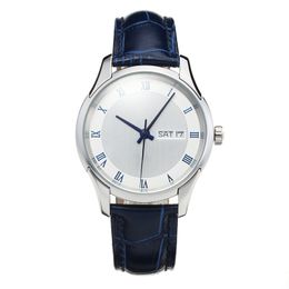 MAN MONTRE AUTOMATIQUE CAUTE BLANC BLUE STRAPE DE CUIR BLUE Vente d'usine Automatique Mouvement Superclone Watch Automatic 41mm Luxury Watch Man Top Quality Watch