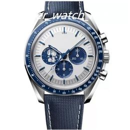 Man Watch Quartz Movement Blue Bezel Strap Limited Edition Chronograph Sports Battery Power Limited Master Montre Mans Polshorwatch Watchs Accessoires