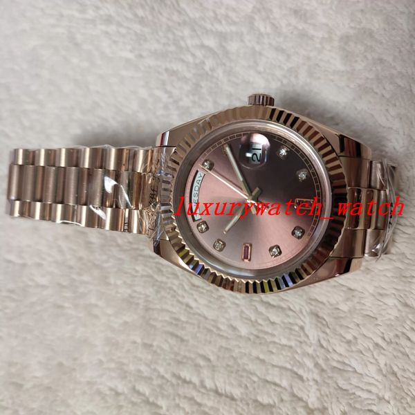 Montre Homme Bracelet Acier Inoxydable 41mm Chocolat Diamant Rubis Cadran Everose Or 218235 Chodrp Automatique Mécanique Montre Homme Montre-Bracelet avec lumineux