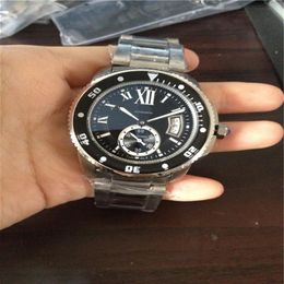 relógio de homem pulseira de aço inoxidável mostrador preto relógios relógios de negócios de movimento automático 063278I