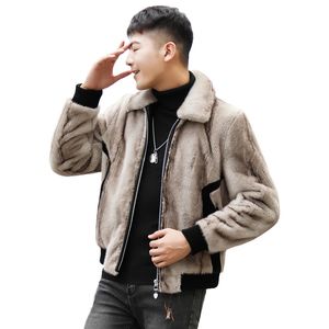 Homme veste d'hiver manteau de fourrure de vison hauts chauds coupe-vent vêtements masculins grande taille 5XL vêtements d'extérieur à manches longues pardessus