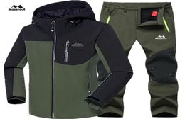 Hombre invierno impermeable pescado esquí cálido Softshell polar senderismo chaquetas al aire libre senderismo campamento abrigo conjunto pantalones subir pantalones de gran tamaño 23645972