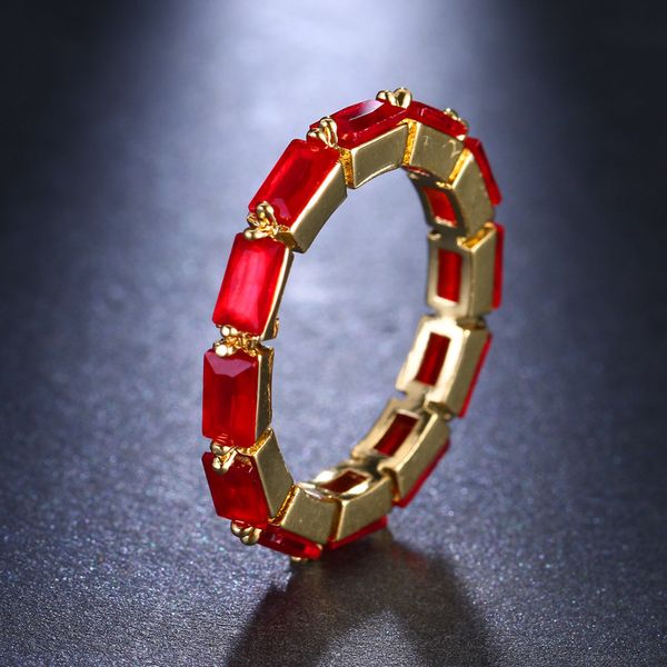 Anillo de enfoque de fiesta para amantes de hombre y mujer, anillo de boda de circonia cuadrada Multicolor de alta calidad, joyería de tamaño 6 7 8 9