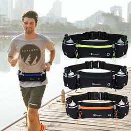 Man Woman Marathon Trail lopen taille pack voor telefoon waterfles sport Fanny Fitness Dual Pocket Belt Bag 220520