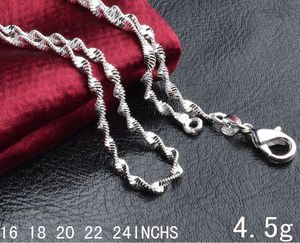 Man vrouw ketting 925 sterling zilver 2 mm dubbele waterketting ketting 16inch/18inch/20inch/22inch/24inch voor hangers