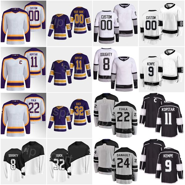 Homme Femme Jeunesse 2023 Hockey rétro inversé 12 Maillots Trevor Moore 22 Kevin Fiala 11 Anze Kopitar 8 Drew Doughty 32 Jonathan Quick 9 Adrian Kempe 24 Phillip