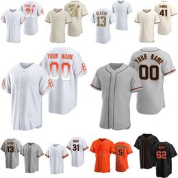 Homme femme jeunesse baseball 62 Logan Webb Jersey 45 Kyle Harrison 13 Austin Slater 31 Lamonte Wade Jr 5 Mike Yastrzemski 41 Wilmer Flores Embroderie Cooperstown Juren