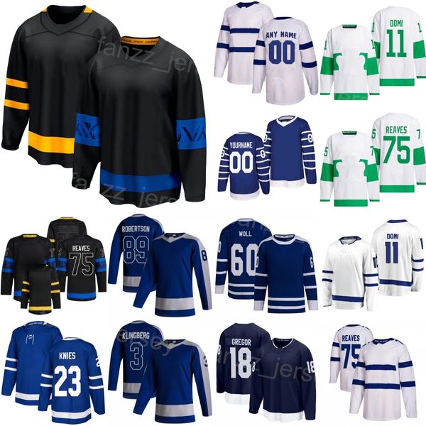 Homme Femme Youth Hockey 75 Ryan Reaves Jerseys 24 25 Alternatif 11 Max Domi 60 Joseph Woll 23 Matthew Knies 89 Nicholas Robertson 3 John Klingberg 18 Noah Gregor Custom