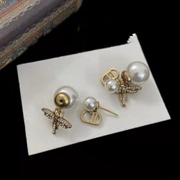 Man Womens Earings Jewellery Fashion Party Dangle Pening Classic Pearl Pendings START Heart Vintage Ohrringa Diseñador chapado en oro Cjeweler