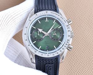 Relojes de pulsera para hombre, cronógrafo, VK, diámetro del movimiento, 43,5mm, cubierta de olla convexa, reloj con puntero de flecha ancho de cristal