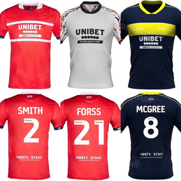 2023 2024 Club Team FC Soccer Jersey Middlesbrough 2 JONES 21 FORSS 18 WATMORE 25 CROOKS 3 GILES 26 LENIHAN 16 HOWSON 27 BOLA 8 MCGREE 29 AKPOM Kits de maillots de football