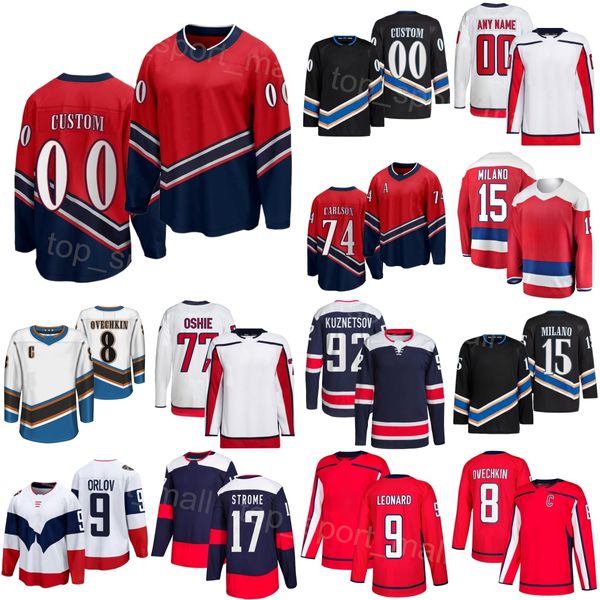 Homme Jeune Femme Hockey 9 Ryan Leonard Maillots 8 Alex Ovechkin 17 Dylan Strome 92 Evgeny Kuznetsov 77 T.J.Oshie 15 Sonny O John Carlson inversé rétro hiver