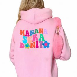 Manana Sera Bito Lettre Imprimer Wpmen Sweats à capuche Plus Taille Sweat Hip Hop Automne Chaud Femme Pull Tendance Coréenne Sudaderas Q1wB #