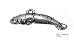 Breloque animal de mer lamantin, pour la fabrication de bijoux, pendentifs antiques plaqués argent, ne se décolore jamais, 6953701