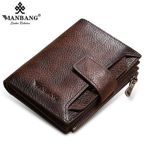 ManBang 100% cuir véritable hommes portefeuille porte-monnaie petit porte-carte mâle poche courte 220301