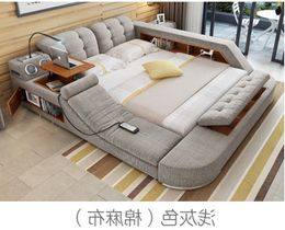 Manbas Tech Smart bed frame multifunctioneel massagebed ultieme bedstof/ stoffen tatami gestoffeerd bed met Bluetooth -luidspreker