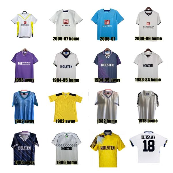 Tottenham Camiseta de fútbol retro Classic Spurs Klinsmann GASCOIGNE ANDERTON SHERINGHAM 1982 83 84 86 90 91 92 94 95 98 99 06 07 08 09 LINEKER FERDINAND GINOLA CAMISA vintage