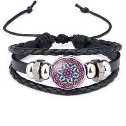 Mandala indio Yoga budismo cristal cabujón pulseras ajustable multicapa envoltura pulseras puños joyería de moda regalo