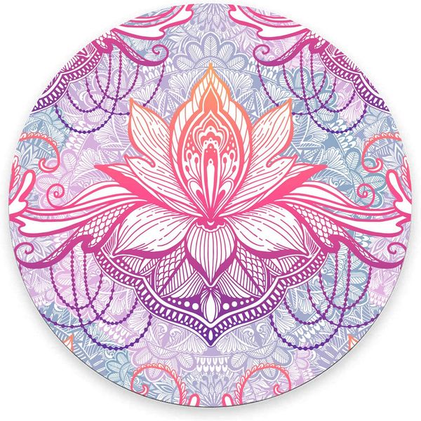 Mandala Lotus fleurs tapis de souris rond joli tapis de souris de jeu Floral tapis de souris circulaire étanche tapis de souris à Base en caoutchouc antidérapant