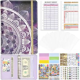 Carpeta A6 con patrón de Mandala, cuaderno de hojas sueltas, planificador diario, dinero en efectivo, libro de mano financiero, suministros de oficina