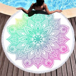 Toalla de playa redonda de Mandala, manta protectora solar, círculo bohemio, servilleta, alfombra de Picnic, esterilla de Yoga, bloqueador solar, toallas de baño para acampar