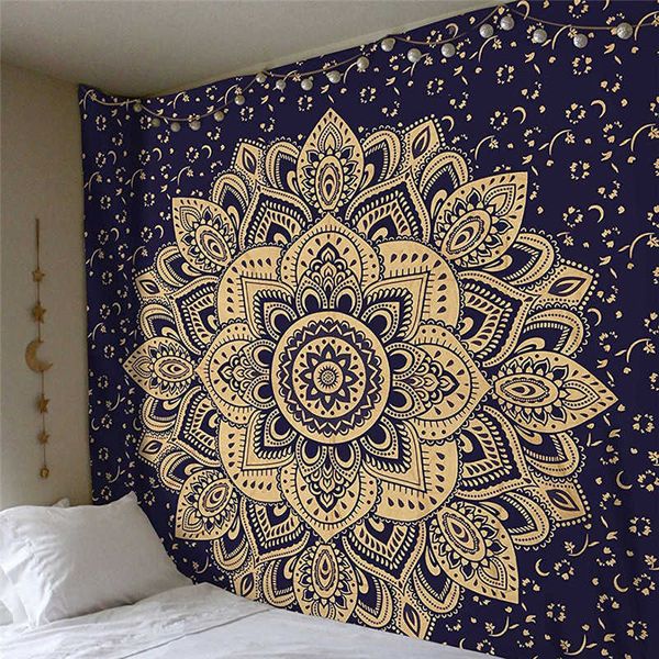 Mandala Tapisserie 200 * 150cm Carré Tenture Murale Coloré Imprimé Décoratif Indien Couverture Tapis De Yoga Maison Chambre Art Tapis 210609