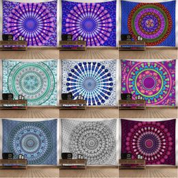 Mandala Tapisserie Coloré Bohème Tapisserie Tenture Murale Pour Chambre 130x150cm Polyester Yoga Tapis Décoration de La Maison 18 Modèles
