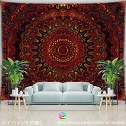 Mandala Tapestry Wall Hanging Boho Cloth Sala Decor Estética Psicodélica Hippie Sun Moon Decoración del hogar 240523