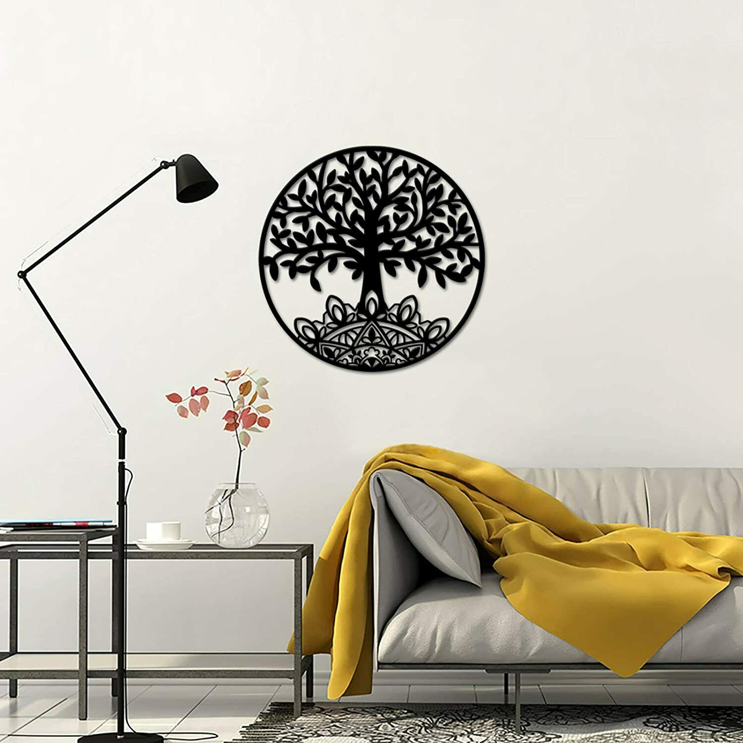 Mandala-Baum, Metall-Wandkunst, Baum des Lebens, 3D-Stammbaum, Metall-Wandsilhouette