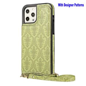 Mandragora Patterns Étuis portefeuille design compatibles avec iPhone 14 Pro Max 13 12 11Pro Bandoulière portefeuilles étui de luxe classique en cuir PU porte-cartes étui