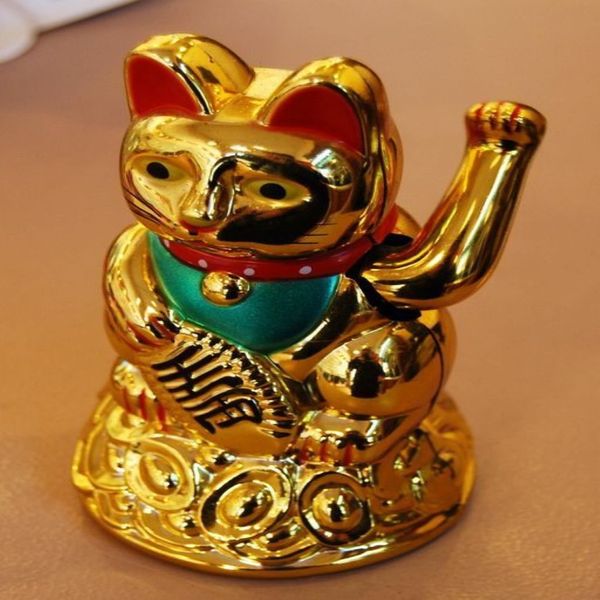 Maneki Neko chat chanceux chinois Feng Shui agitant la richesse Fortune chat agitant la main chat gold206O