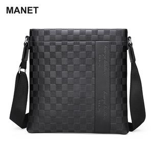 Manet Koreaanse Stijl Messenger Bags Schoudertas Luxe Heren Aktentas Business Plaid Tas voor Mannelijke Lederen Handtas Crossbody Bag 210809