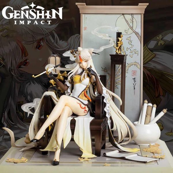 Manga Anime Manga Genshin Impact Ningguang Figurines d'anime Kit de garage Jeu périphérique bidimensionnel Beauté Fille Collection de figurines d'action