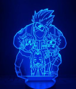 Manga LED Light Team 7 Naruto Sasuke Kakashi Sakura Kids Bedroom 3d Nightlight Atmosphere Lamp6268246