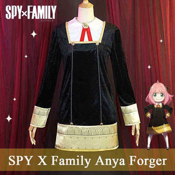 Manga Spy X Family Anya Fake Cosplay Disfraz Anime Mujeres Vestido negro Ropa Halloween Carnival Party Uniformes Peluca por encargo J220720