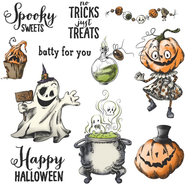 Mangocraft Halloween Series DIY Cutting Dies Stamp Clear Ghost Pumpkin Scrapbooking Metal Cut Dies Silicone Stamps for Card