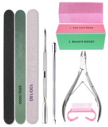 Kit de manucure Art sable fichiers tampon éponge bloc brosse lime à ongles Kit avec poussoir à cuticules acrylique coupe-ongles Gel vernis Kit Rabe1453313