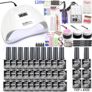 Manicure Nail Set 30 stks Gel Nagellak Set Kit 120w UV Lamp Elektrische Boor Art Manicure Sets Extension Kit