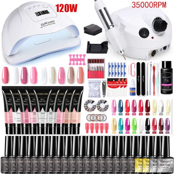 Juego de manicura para extensiones de uñas, juego de esmalte de uñas de gel, kit acrílico, juego de gel de uñas polivinílico con lámpara de uñas LED UV, kit de herramientas para uñas