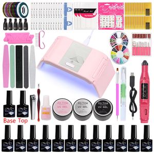 Kit de manucure Kit d'ongles acrylique professionnel avec lampe UV Gel Vernis à ongles Base Top Coat Liquide pour outil