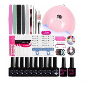 Kit de clous de manucure Set With 24w36w LED Nails LAMP Nails Drill Machine Kit de vernis à ongles en acrylique outils d'art nail 9208438