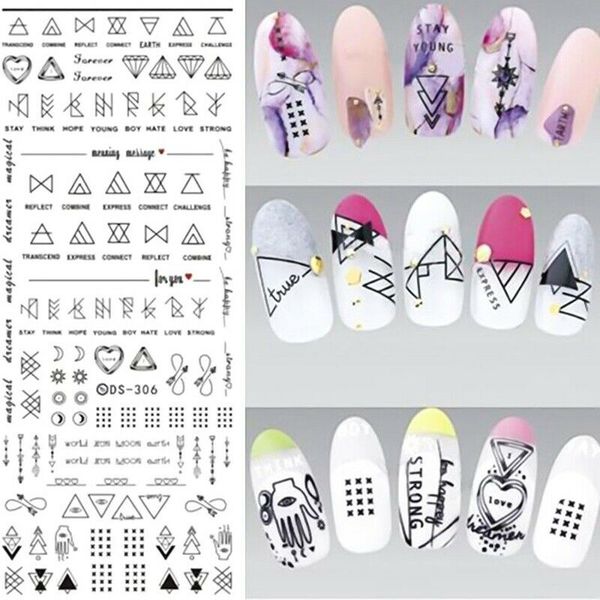 Manucure Eau Applique Transfert Autocollant Lettre Thème Nail Décoration Technique DIY Beaut.A874