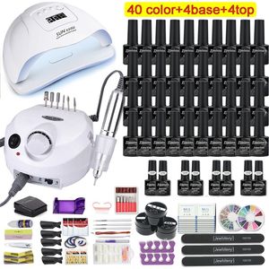 Manucure avec 120W80W54W lampe à LED 35000 tr/min perceuse Machine 40 couleur UV vernis Gel ongles Kit outils ensemble 220606